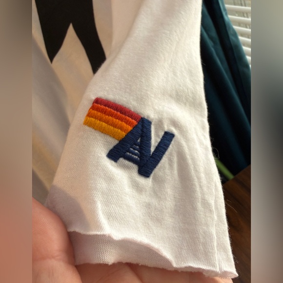 Aviator Nation White Short Sleeve Tee with Black Lightning Bolt - Picture 4 of 6